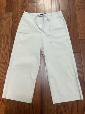 Talbots Wide-Leg Drawstring Chinos - Khaki Size 8